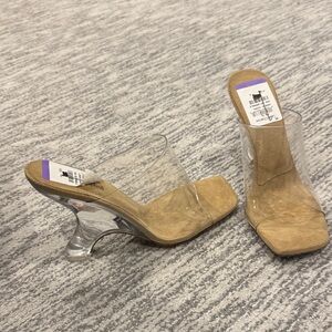 Jeffrey Campbell Transparent Heels with Tan Insole